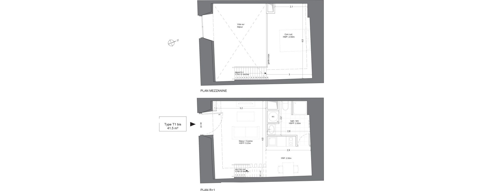 Duplex T2 de 41,50 m2 &agrave; Juilly Centre