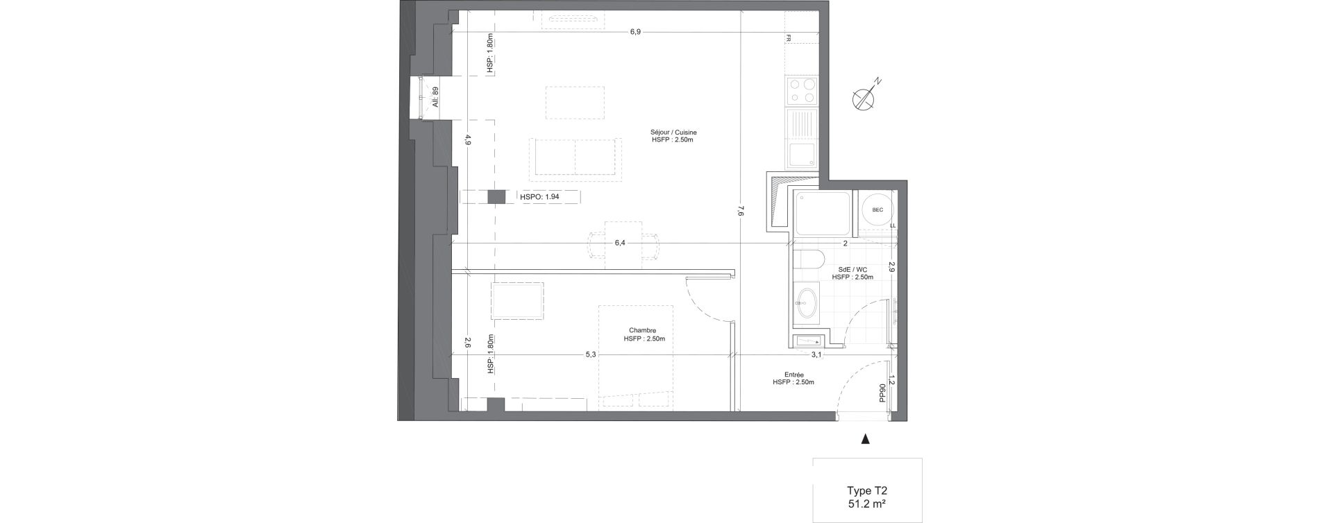 Appartement T2 de 51,20 m2 &agrave; Juilly Centre