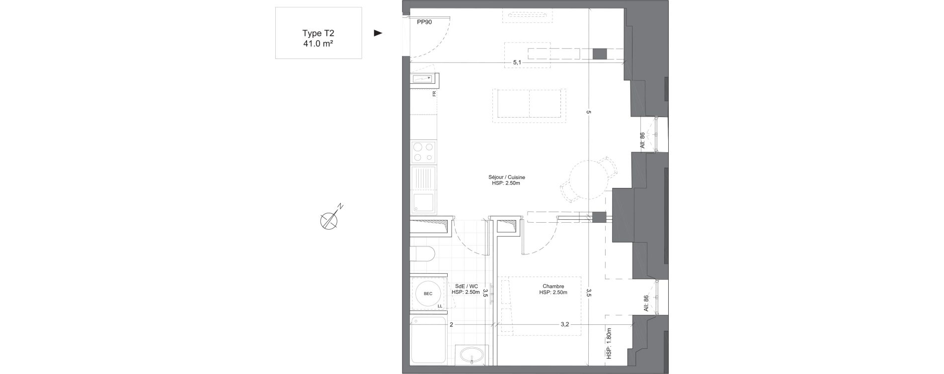 Appartement T2 de 41,00 m2 &agrave; Juilly Centre