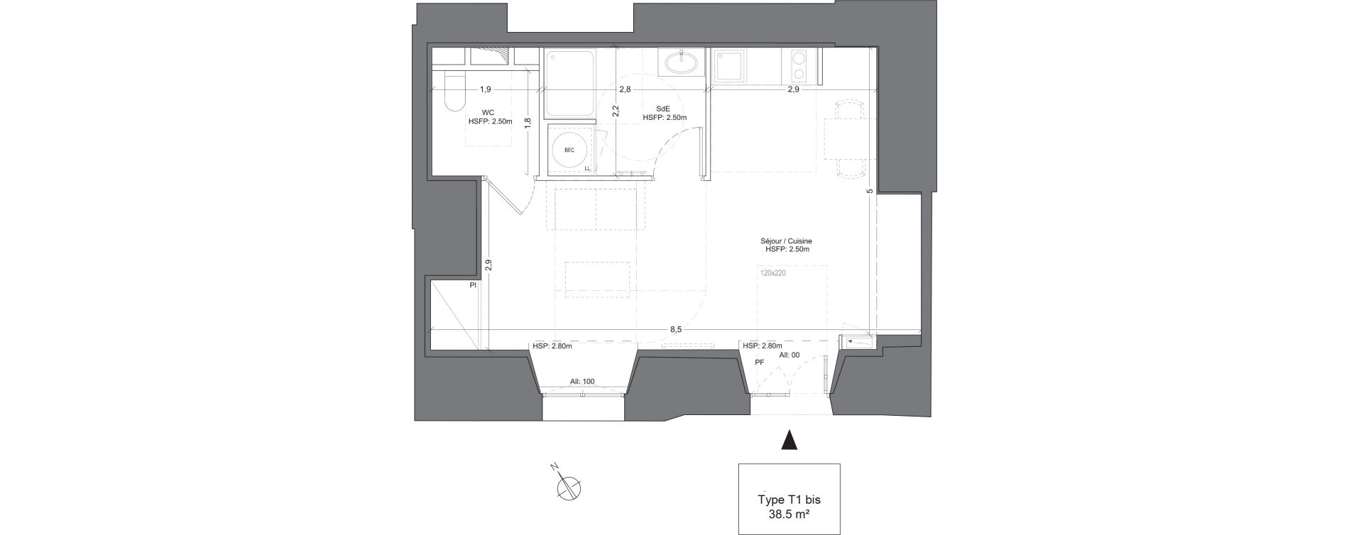 Appartement T1 de 38,50 m2 &agrave; Juilly Centre