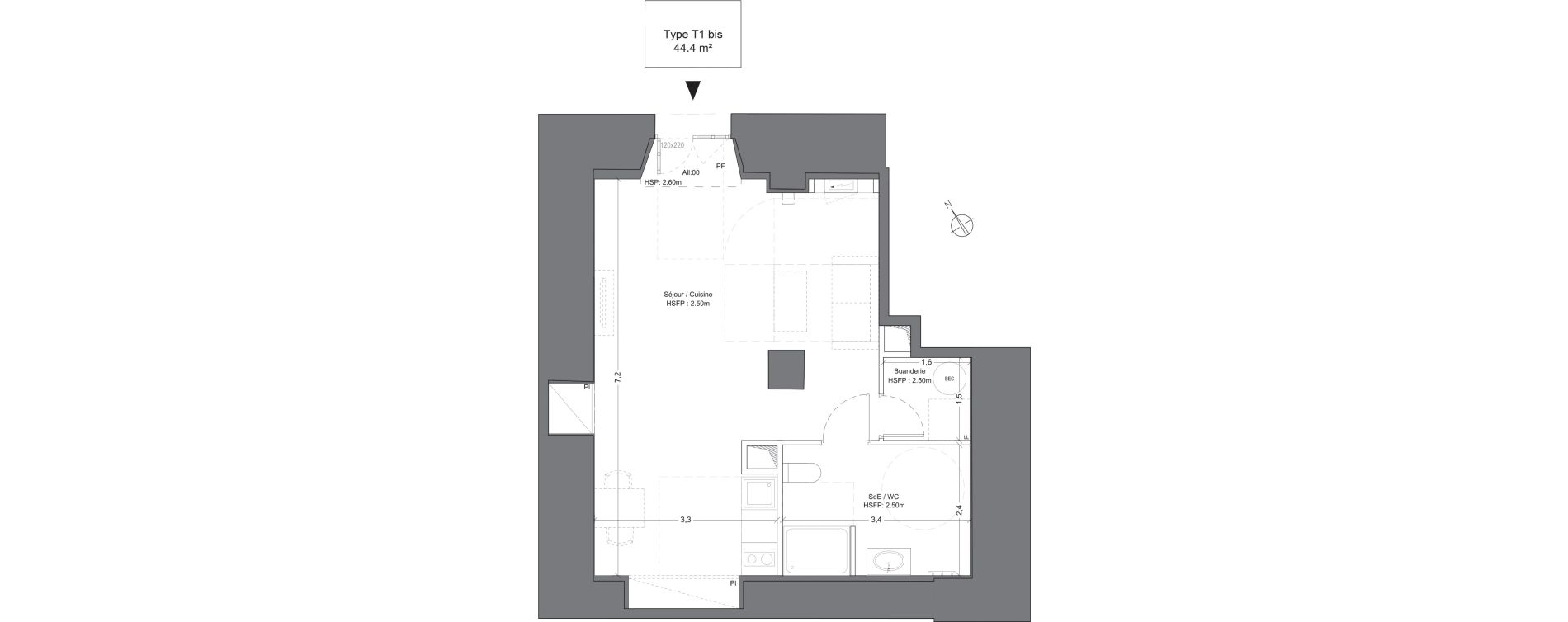 Appartement T1 de 44,40 m2 &agrave; Juilly Centre