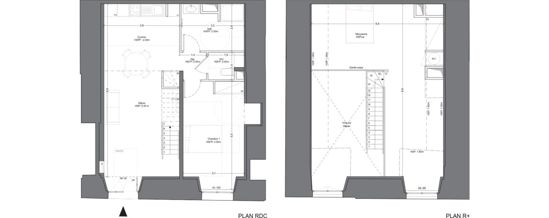 Duplex T2 bis de 85,00 m2 &agrave; Juilly Centre