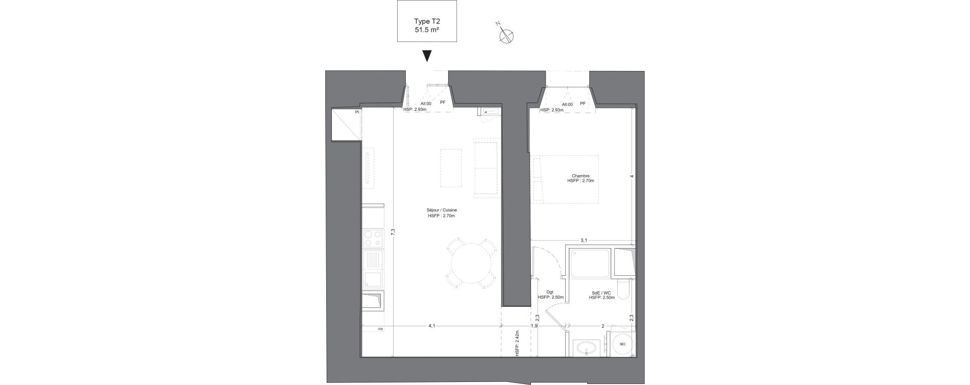 Appartement T2 de 51,50 m2 &agrave; Juilly Centre