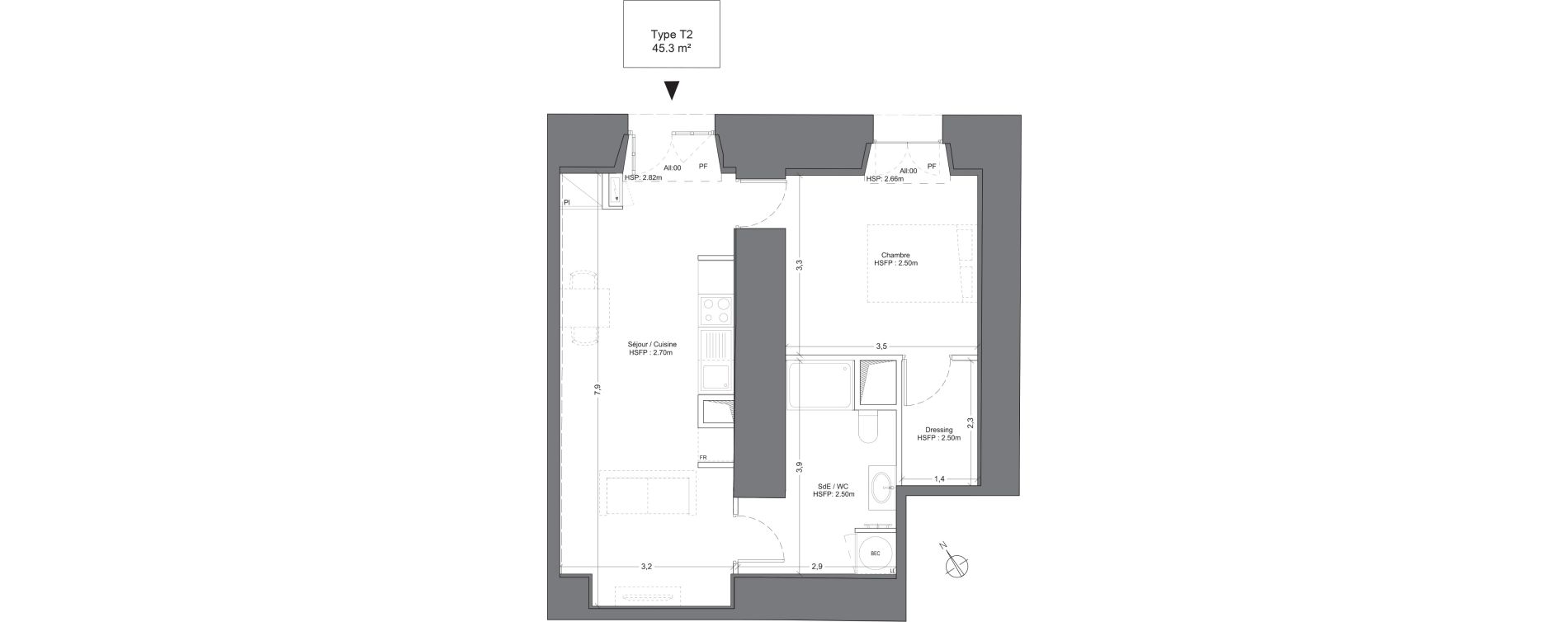 Appartement T2 de 45,30 m2 &agrave; Juilly Centre