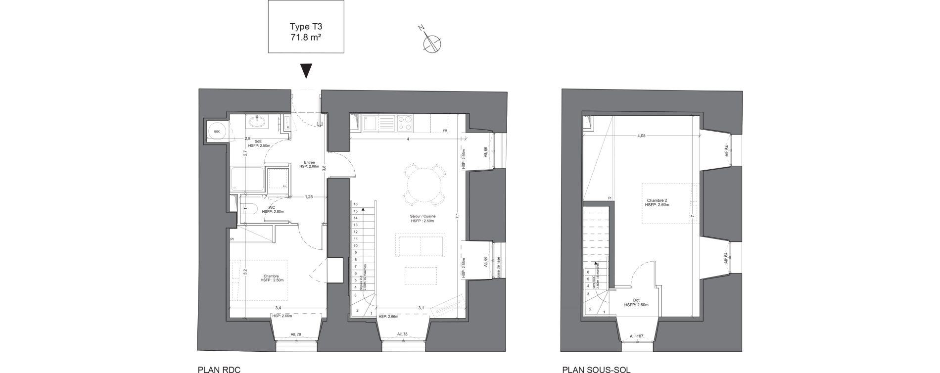 Duplex T3 de 71,80 m2 &agrave; Juilly Centre