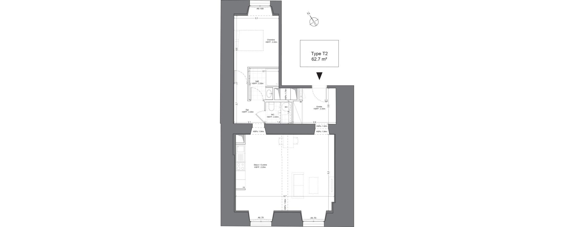Appartement T2 de 62,70 m2 &agrave; Juilly Centre