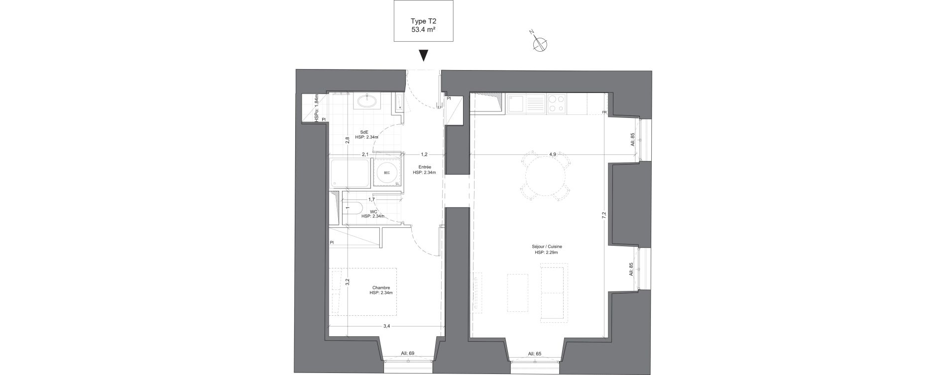 Appartement T2 de 53,40 m2 &agrave; Juilly Centre
