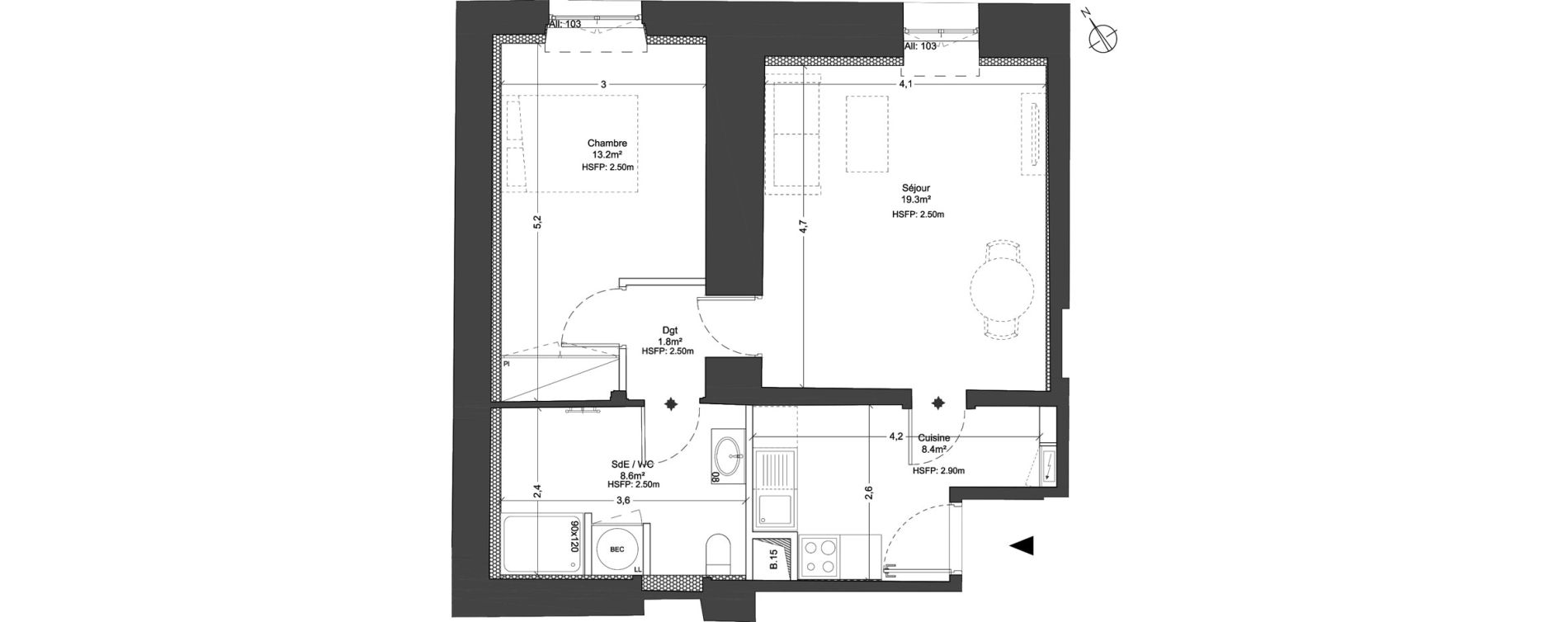 Appartement T2 de 51,30 m2 &agrave; Juilly Centre