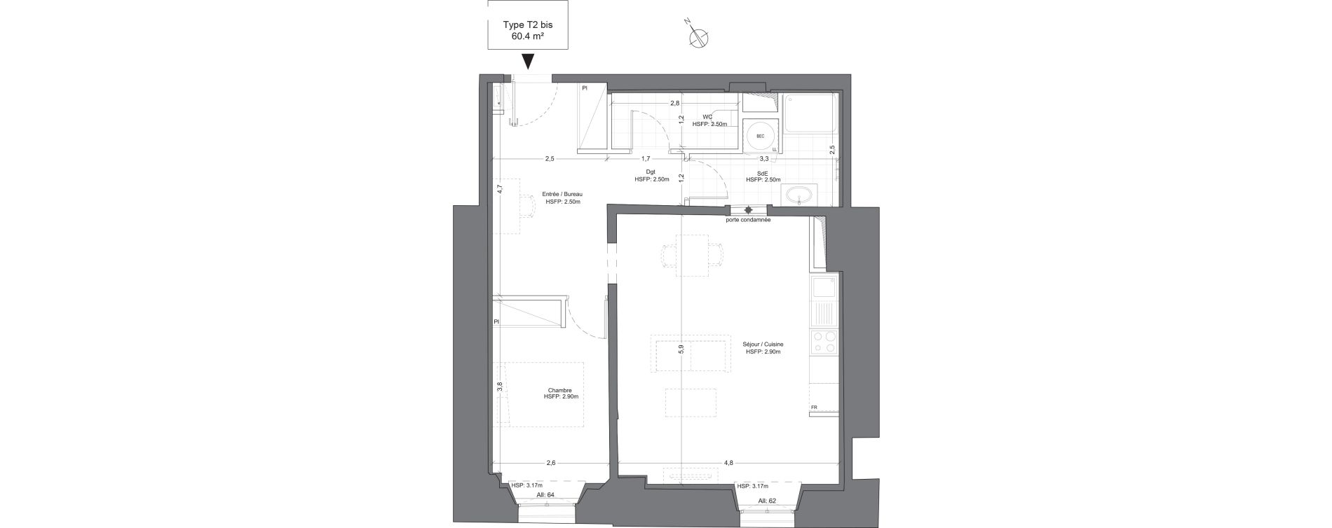 Appartement T2 de 60,40 m2 &agrave; Juilly Centre