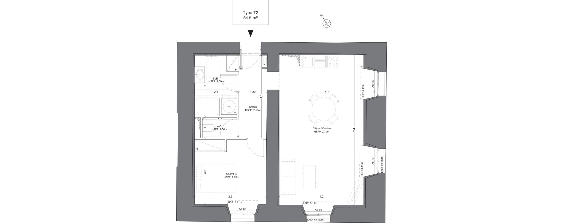 Appartement T2 de 54,60 m2 &agrave; Juilly Centre