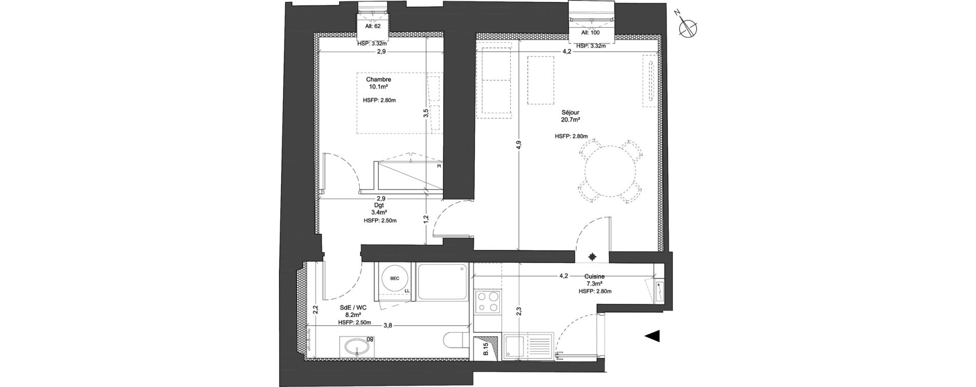 Appartement T2 de 50,20 m2 &agrave; Juilly Centre
