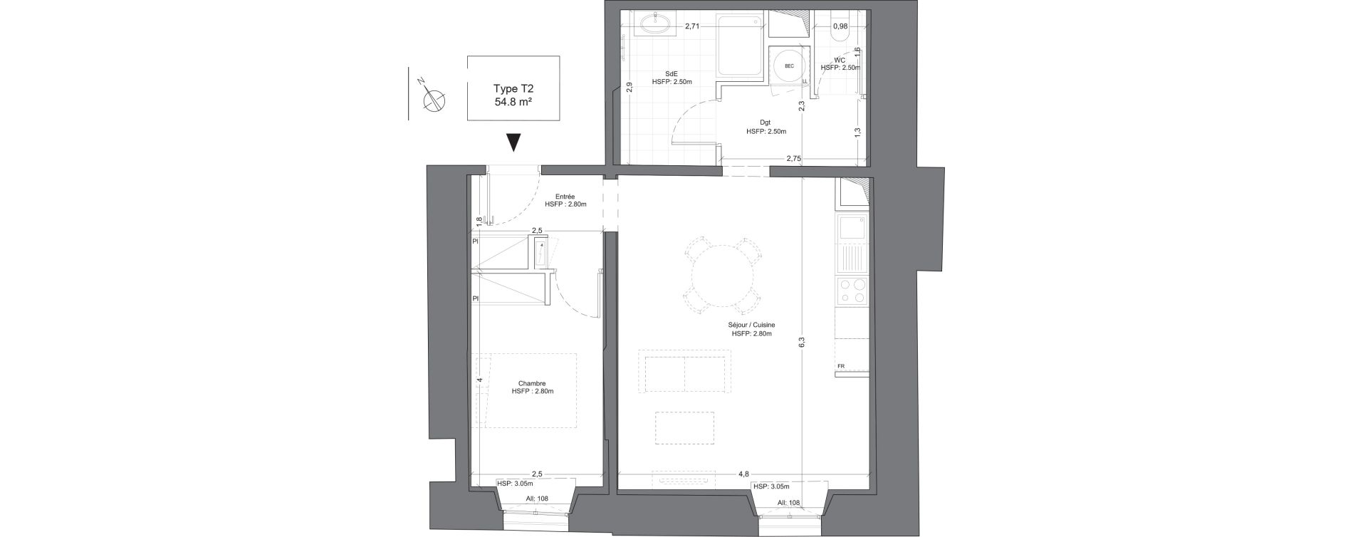 Appartement T2 de 54,80 m2 &agrave; Juilly Centre