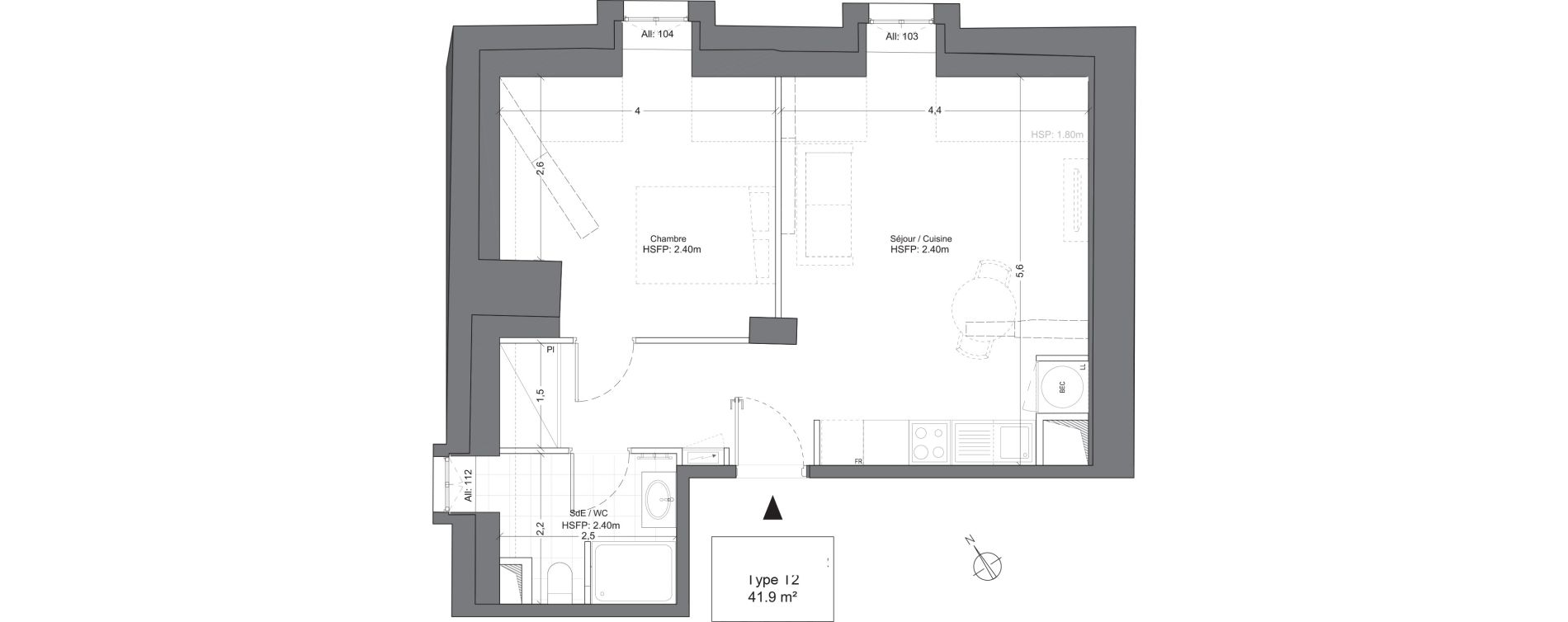 Appartement T2 de 57,40 m2 &agrave; Juilly Centre