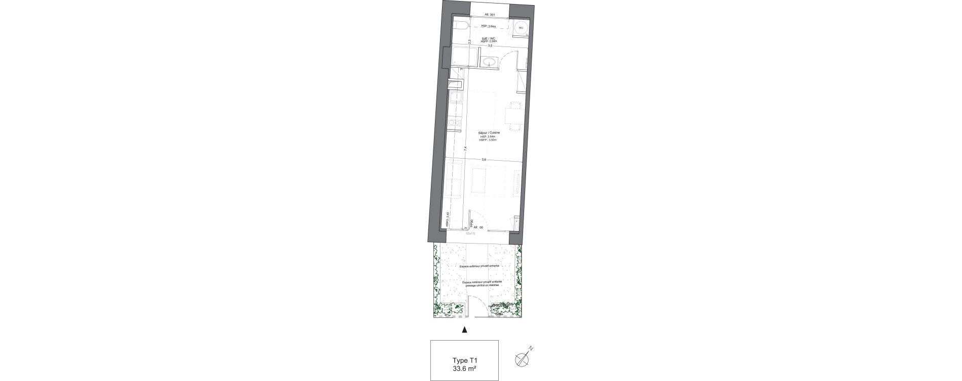 Appartement T1 de 33,60 m2 &agrave; Juilly Centre