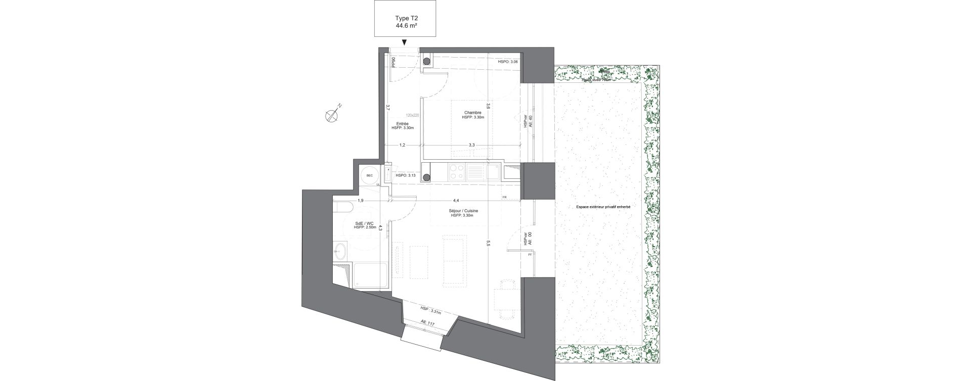 Appartement T2 de 44,60 m2 &agrave; Juilly Centre