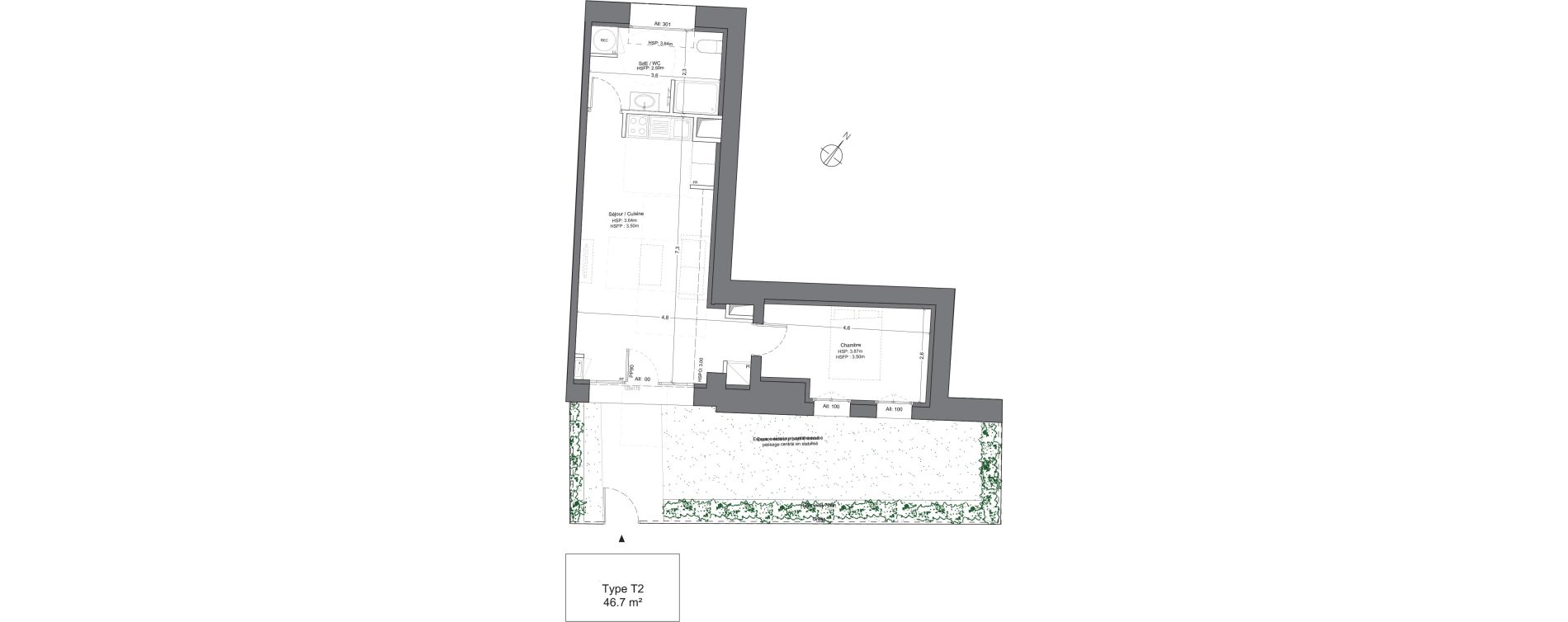 Appartement T2 de 46,70 m2 &agrave; Juilly Centre