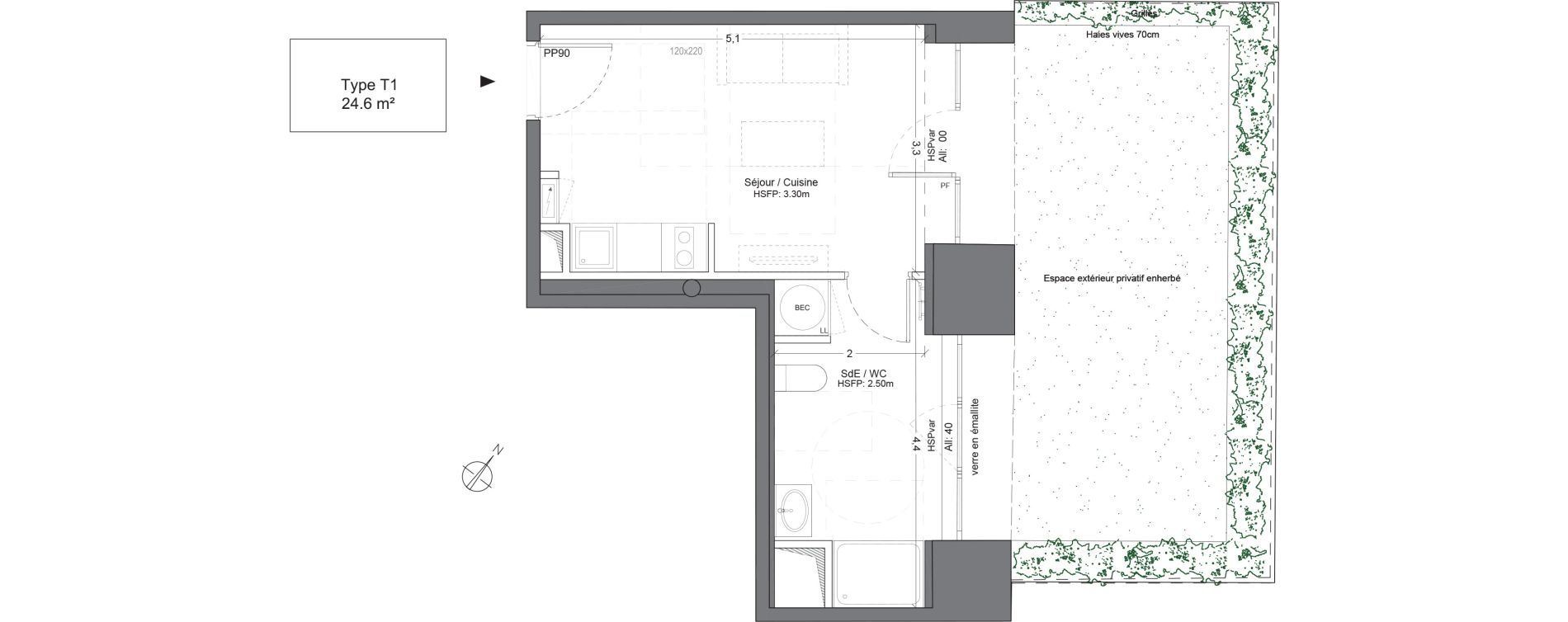 Appartement T1 de 24,60 m2 &agrave; Juilly Centre
