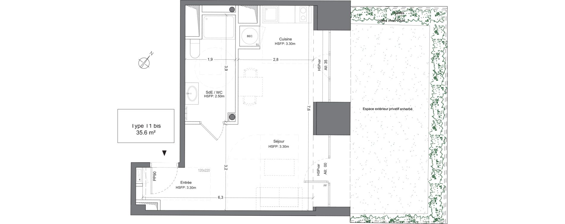 Appartement T1 de 35,60 m2 &agrave; Juilly Centre