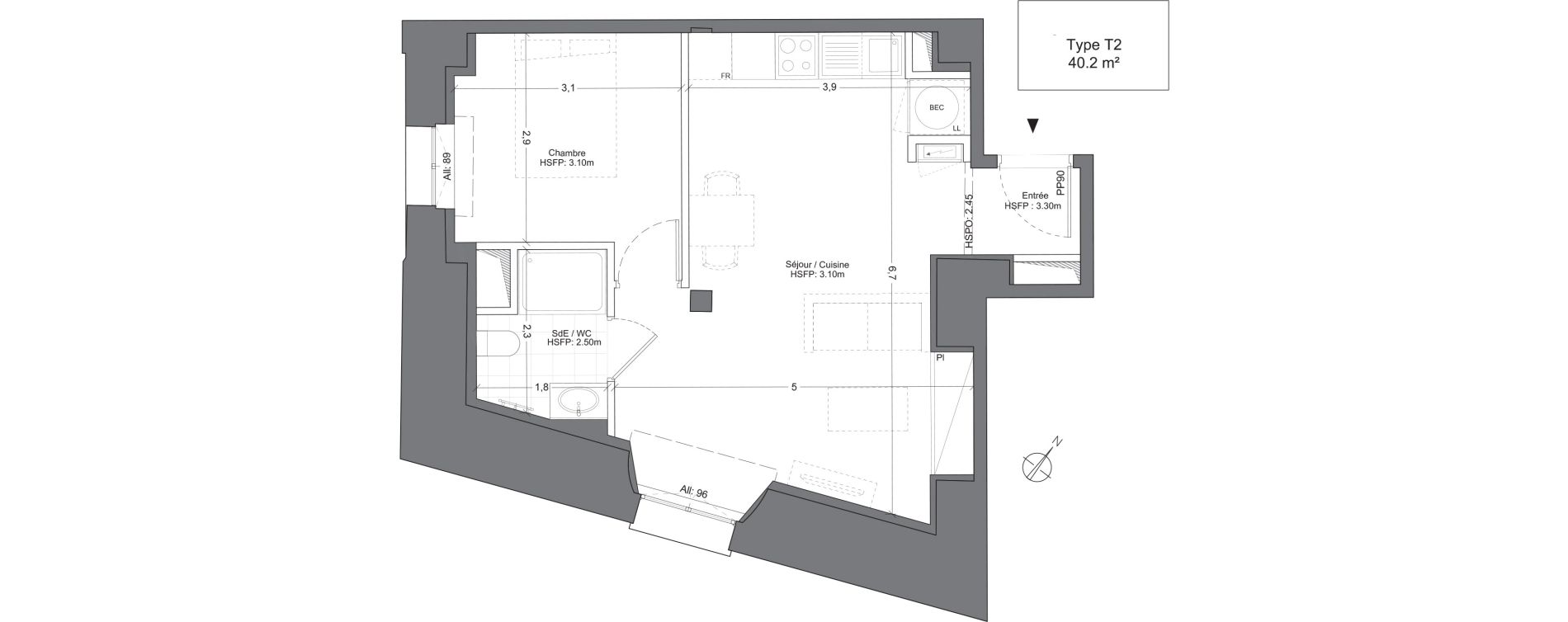 Appartement T2 de 40,20 m2 &agrave; Juilly Centre