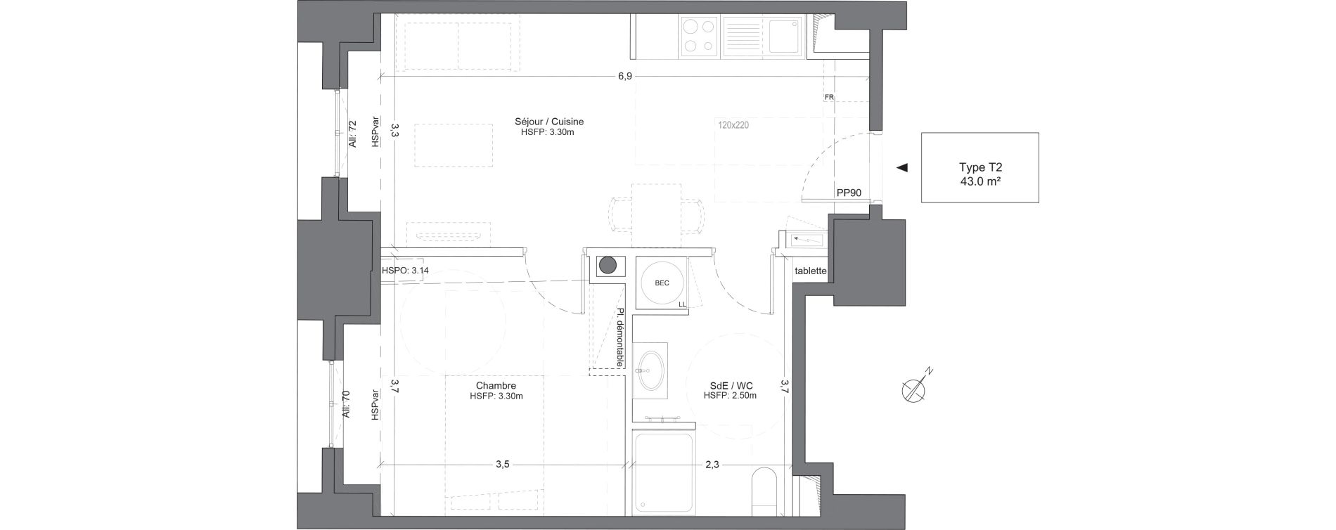 Appartement T2 de 43,00 m2 &agrave; Juilly Centre