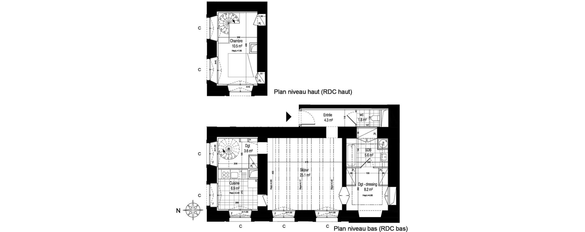 Duplex T2 de 66,00 m2 &agrave; La Rochette Centre