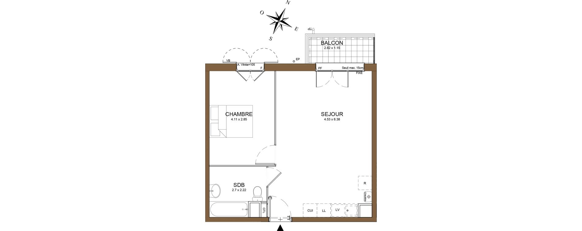 Appartement T2 de 43,88 m2 au M&eacute;e-Sur-Seine Le village