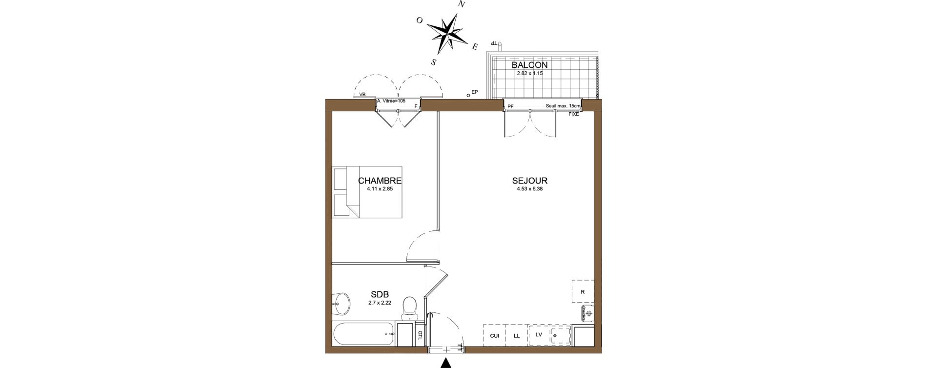 Appartement T2 de 43,88 m2 au M&eacute;e-Sur-Seine Le village