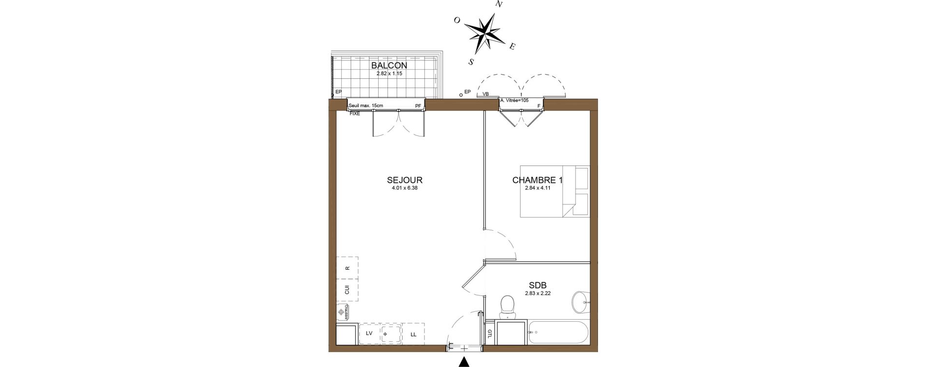 Appartement T2 de 42,38 m2 au M&eacute;e-Sur-Seine Le village