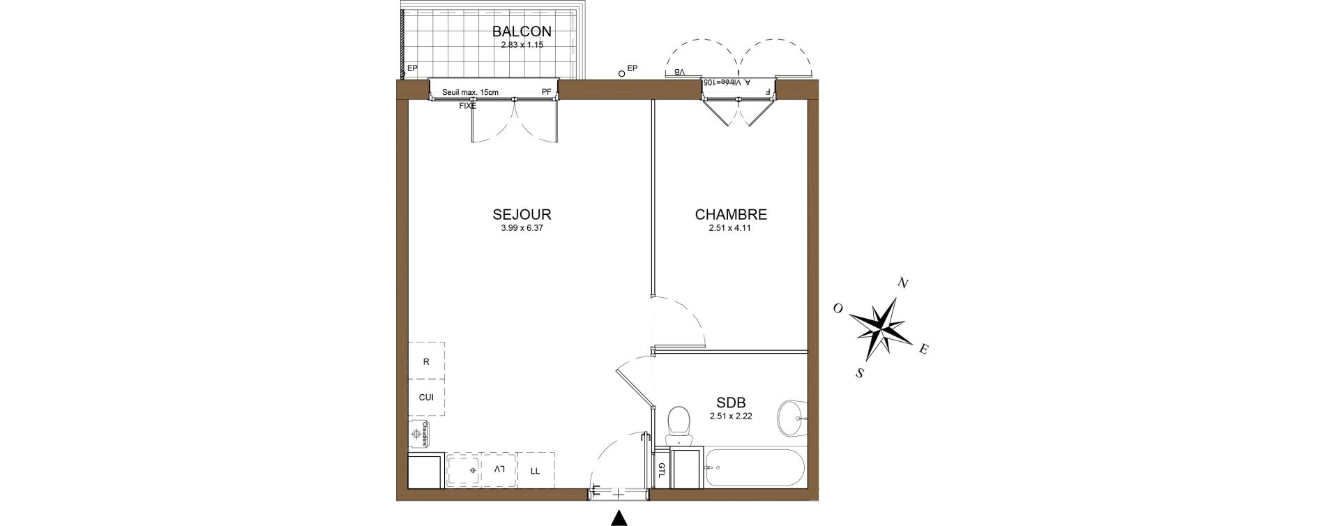 Appartement T2 de 40,39 m2 au M&eacute;e-Sur-Seine Le village