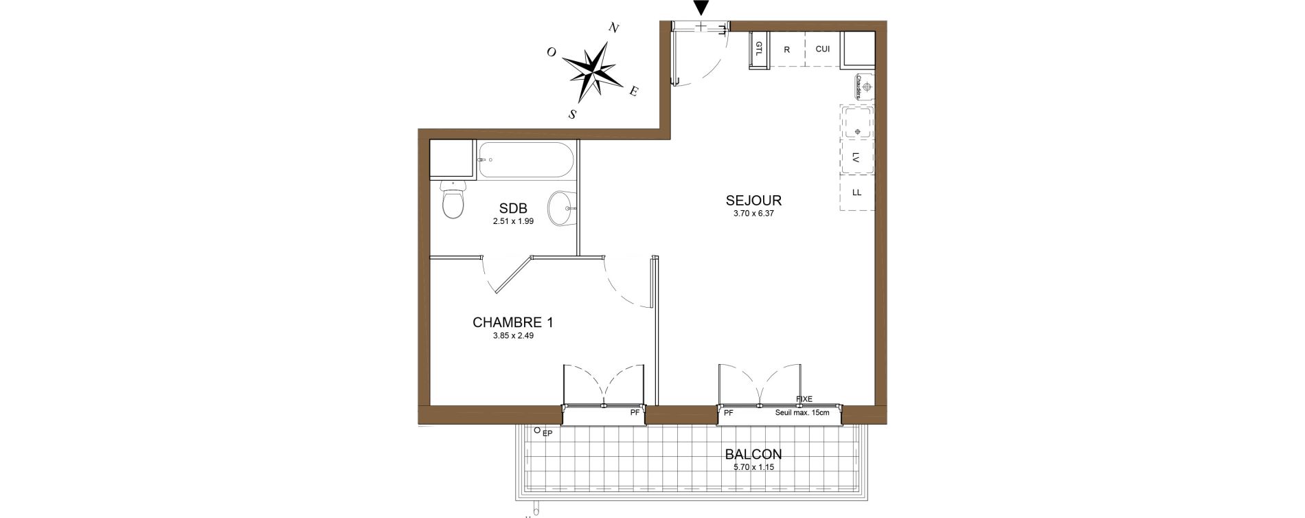 Appartement T2 de 39,31 m2 au M&eacute;e-Sur-Seine Le village