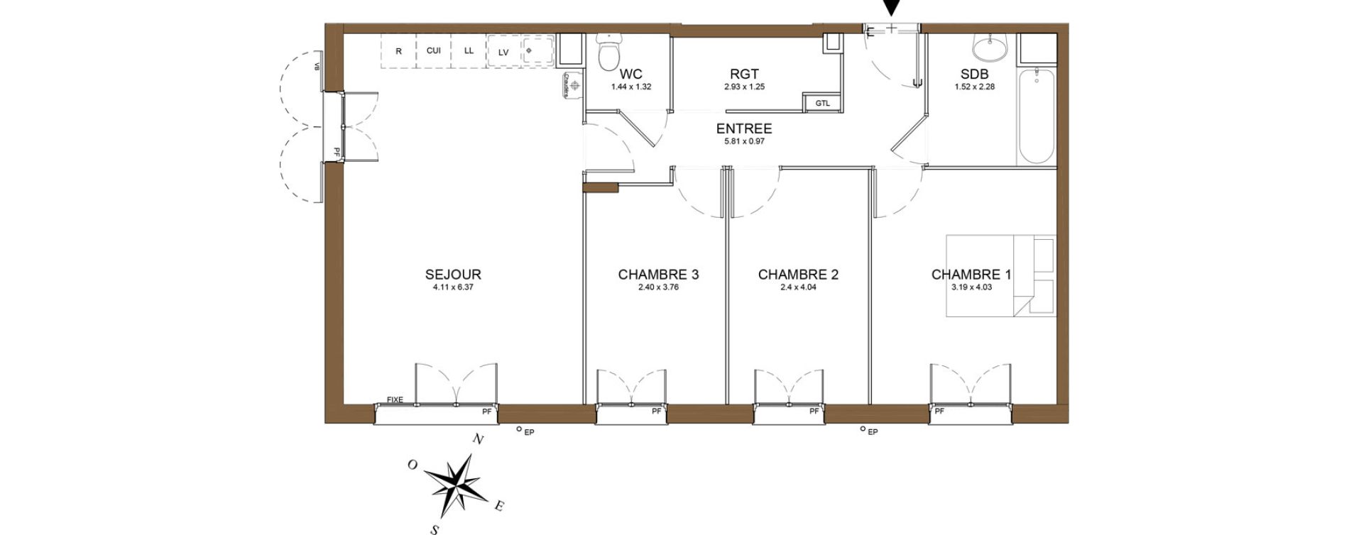 Appartement T4 de 75,27 m2 au M&eacute;e-Sur-Seine Le village