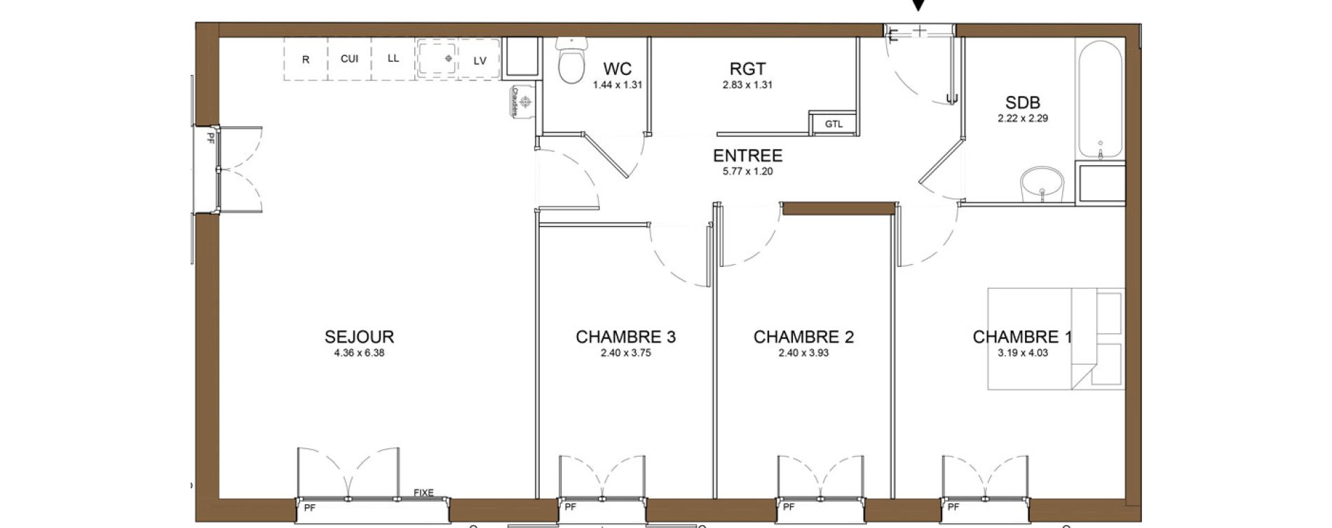 Appartement T4 de 77,02 m2 au M&eacute;e-Sur-Seine Le village