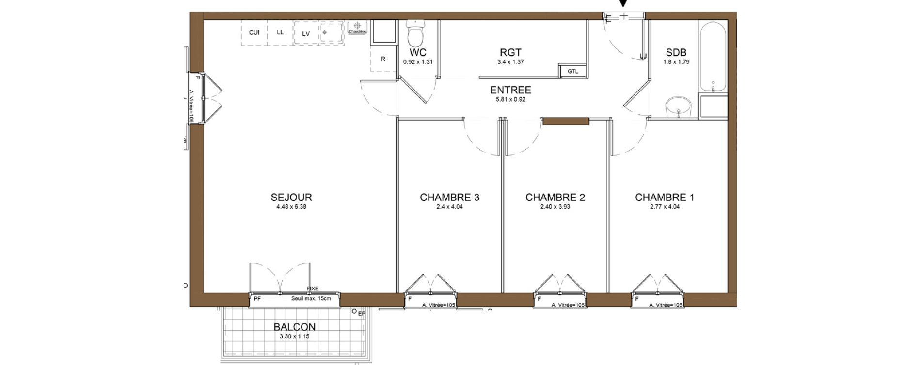 Appartement T4 de 75,14 m2 au M&eacute;e-Sur-Seine Le village
