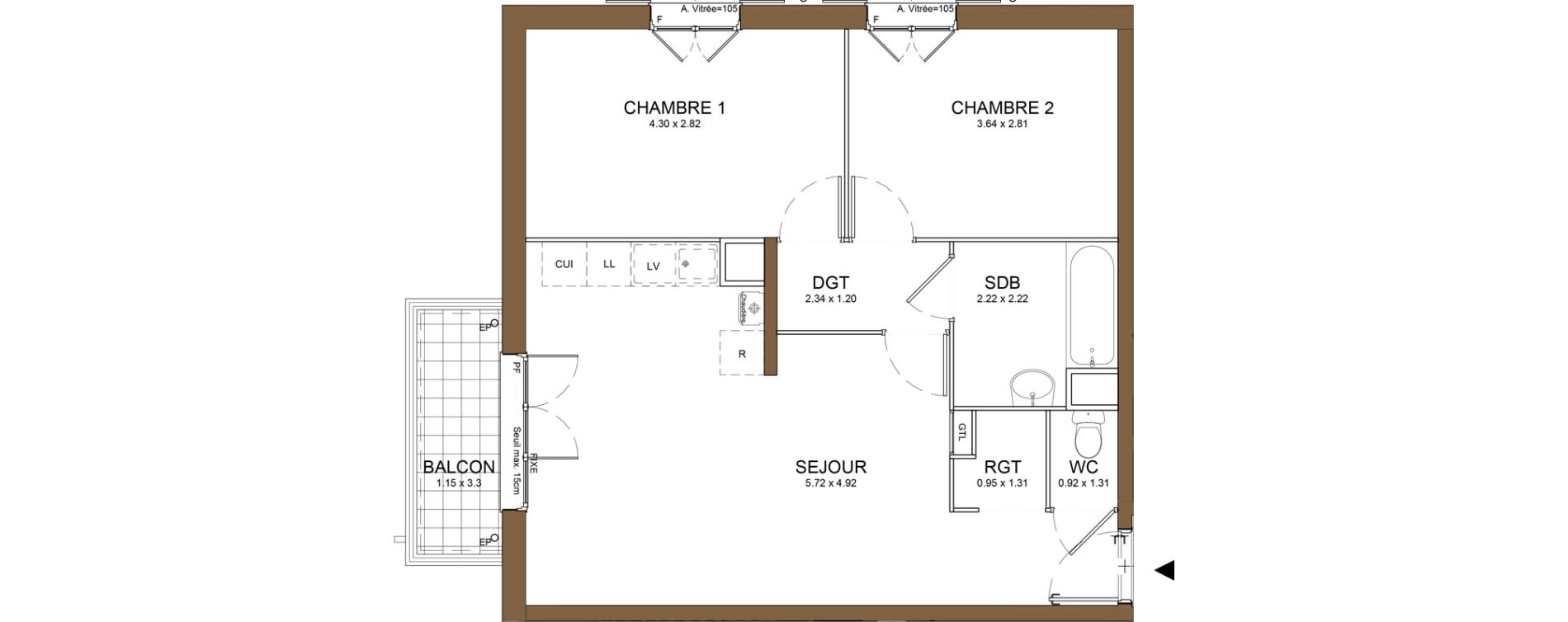 Appartement T3 de 59,84 m2 au M&eacute;e-Sur-Seine Le village