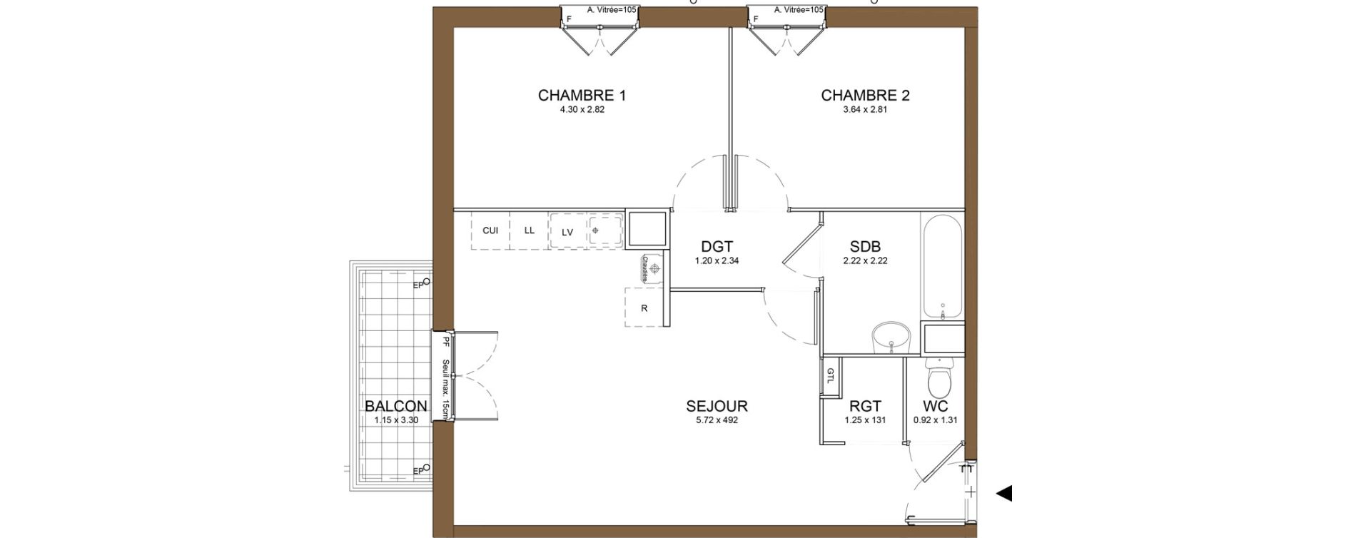Appartement T3 de 59,94 m2 au M&eacute;e-Sur-Seine Le village