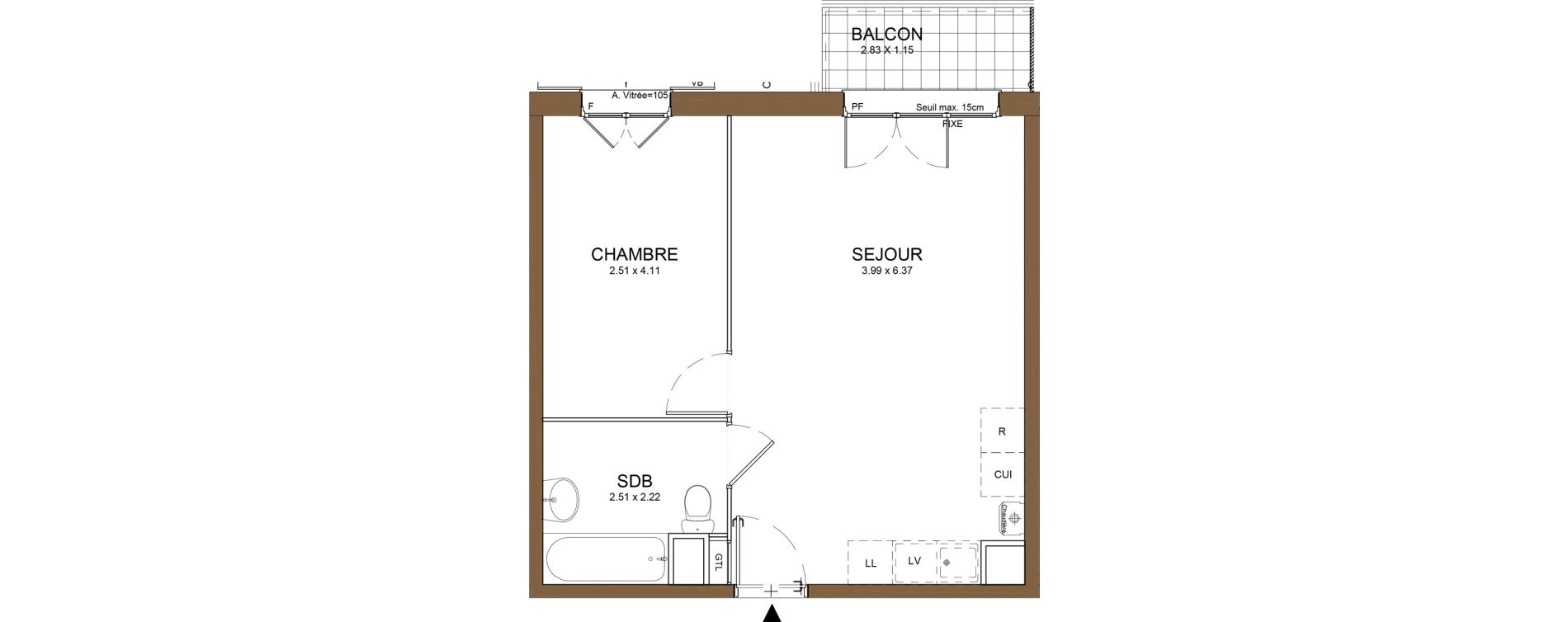 Appartement T2 de 40,39 m2 au M&eacute;e-Sur-Seine Le village