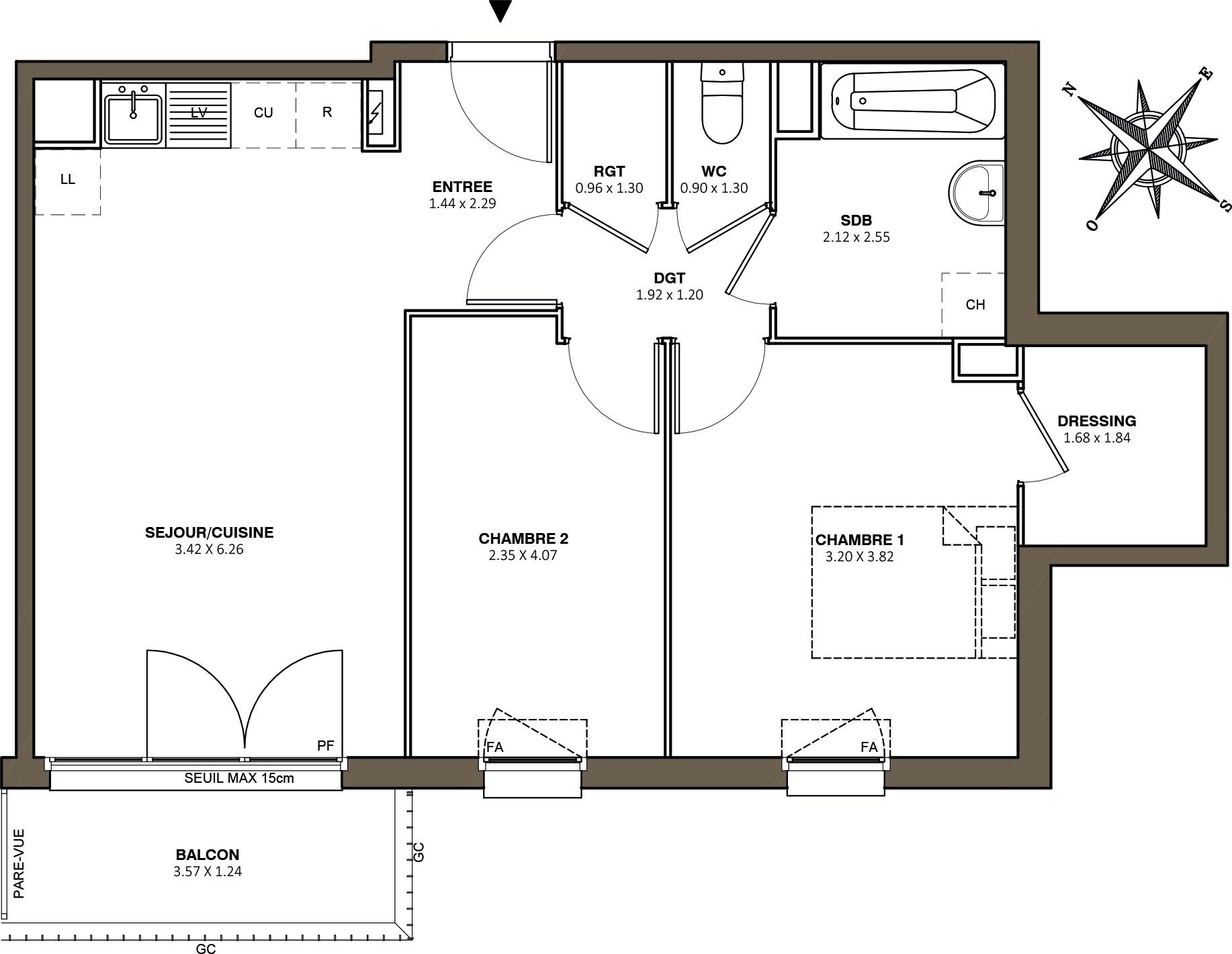 Plan Appartement T3 De 58 36 M² Neuf Résidence N°221720 Au Le Mée Sur