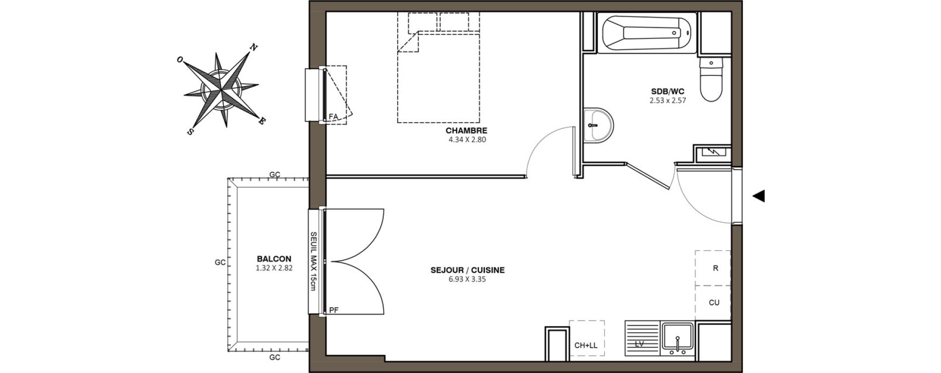 Appartement T2 de 39,42 m2 au M&eacute;e-Sur-Seine Le village