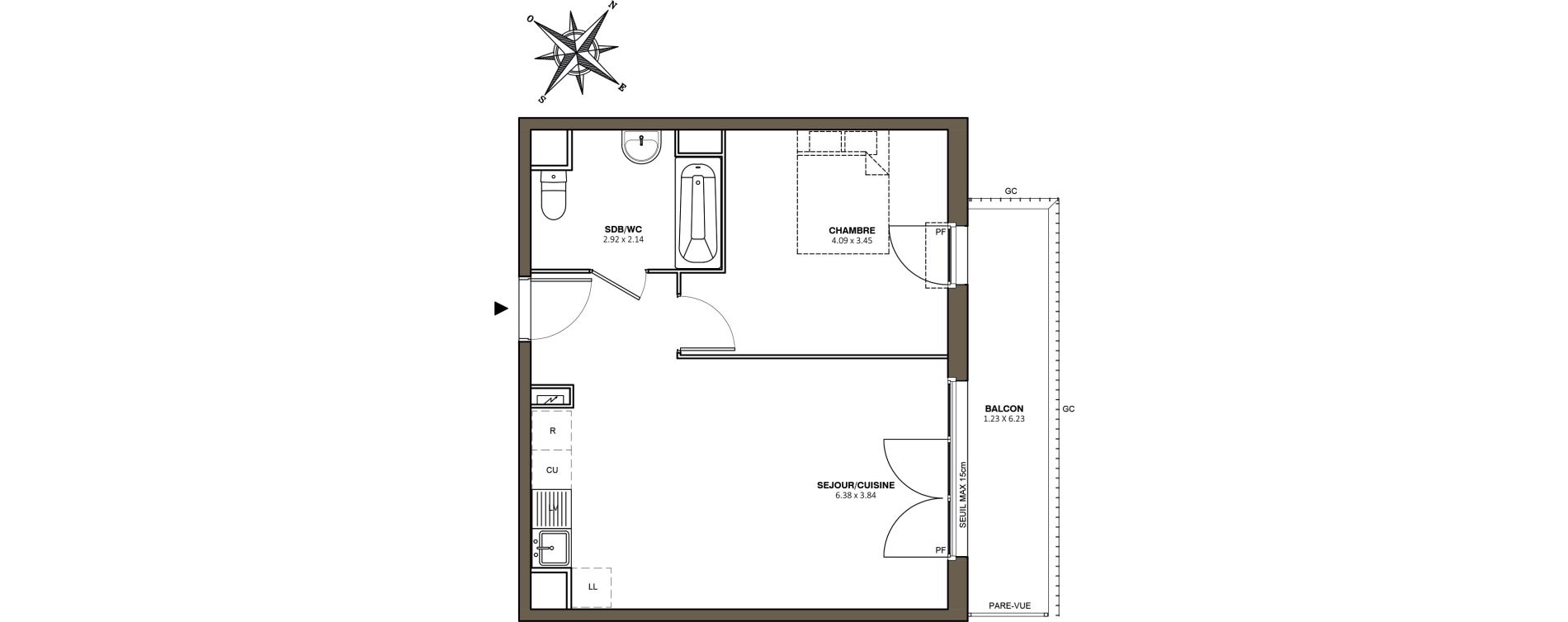 Appartement T2 de 44,98 m2 au M&eacute;e-Sur-Seine Le village