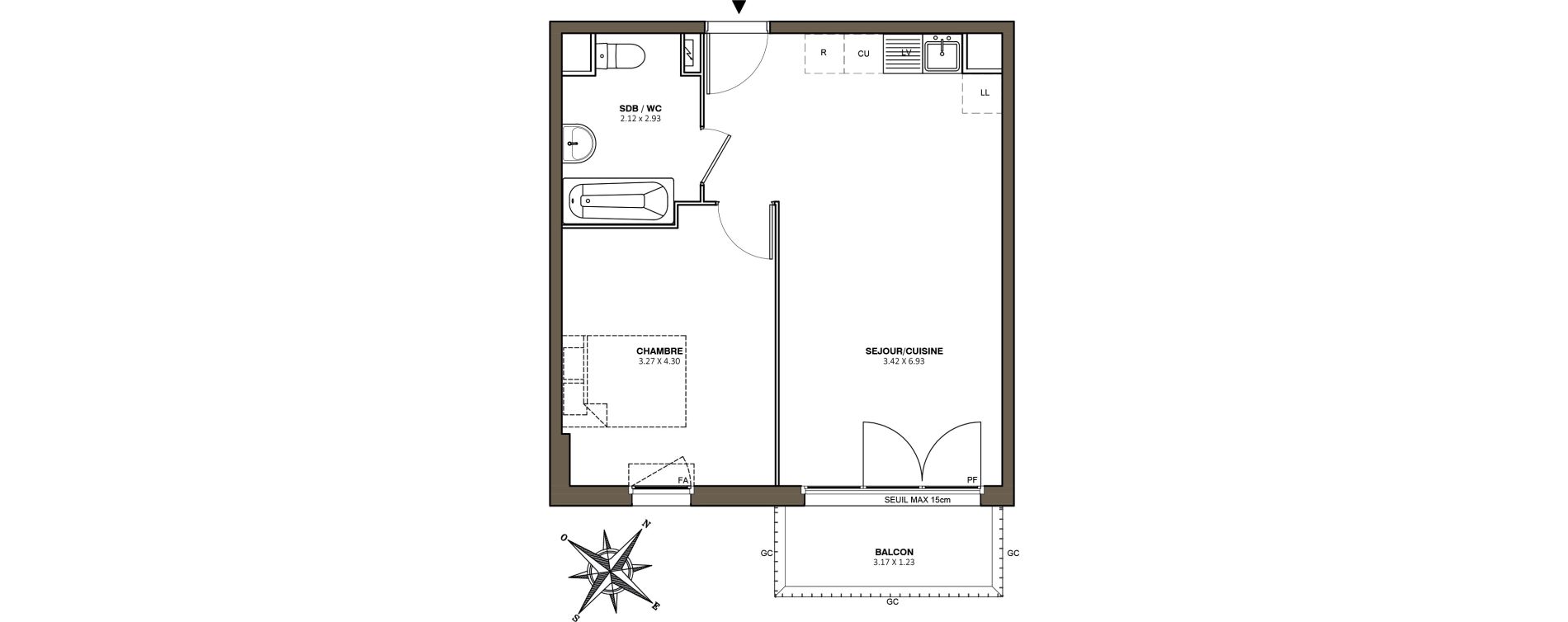 Appartement T2 de 45,25 m2 au M&eacute;e-Sur-Seine Le village