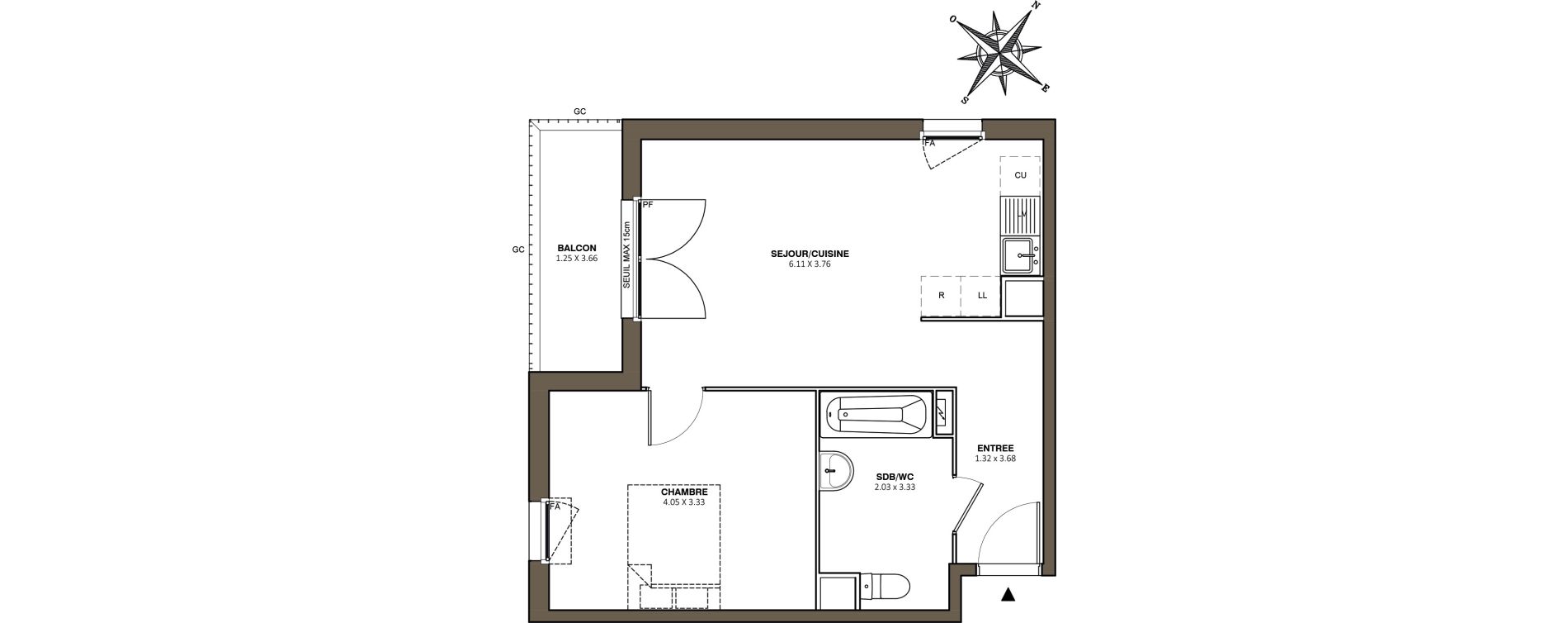 Appartement T2 de 45,72 m2 au M&eacute;e-Sur-Seine Le village