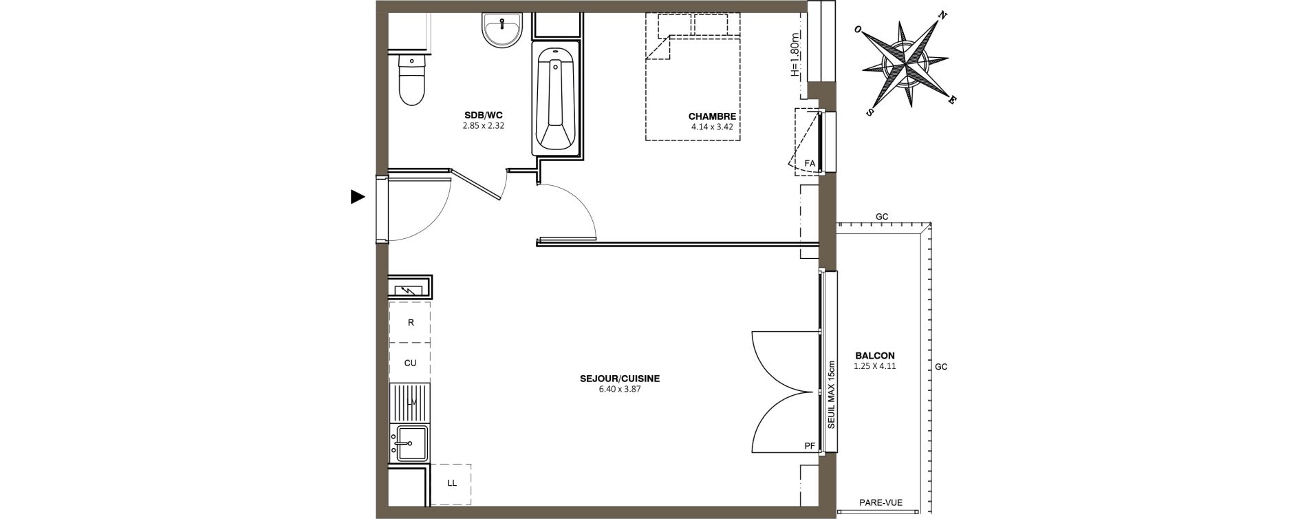 Appartement T2 de 44,34 m2 au M&eacute;e-Sur-Seine Le village