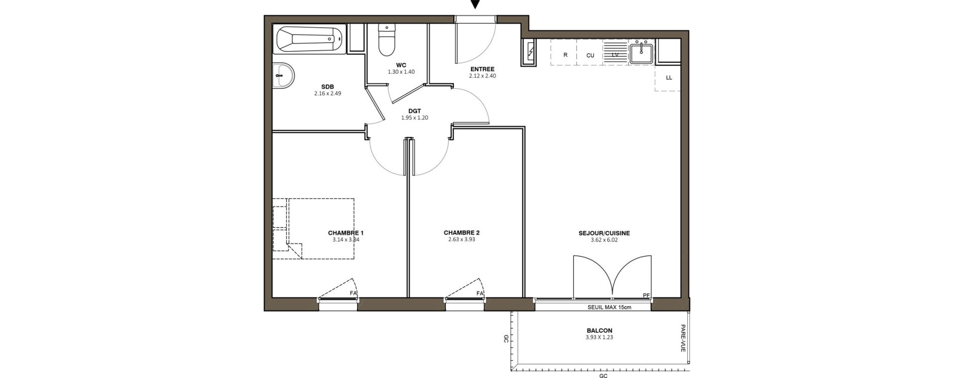 Appartement T3 de 57,09 m2 au M&eacute;e-Sur-Seine Le village