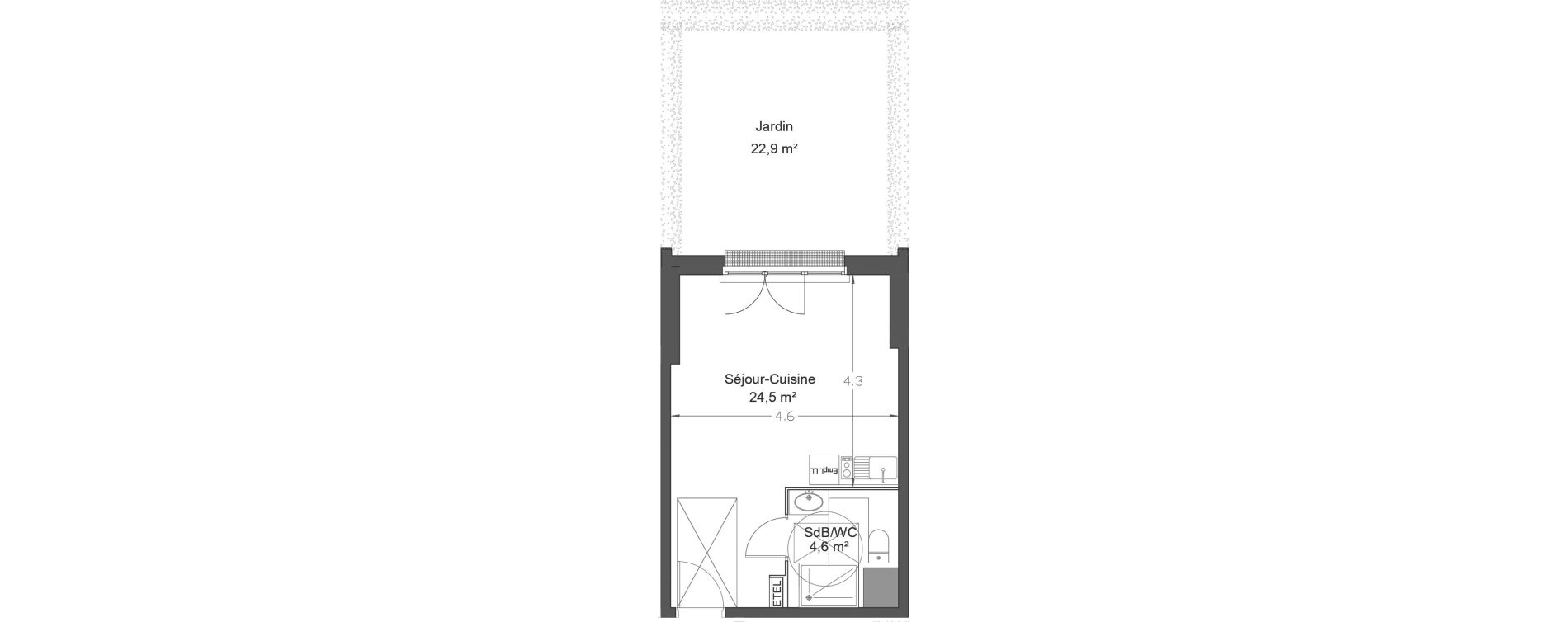 Appartement T1 de 29,10 m2 &agrave; Lieusaint Centre-est