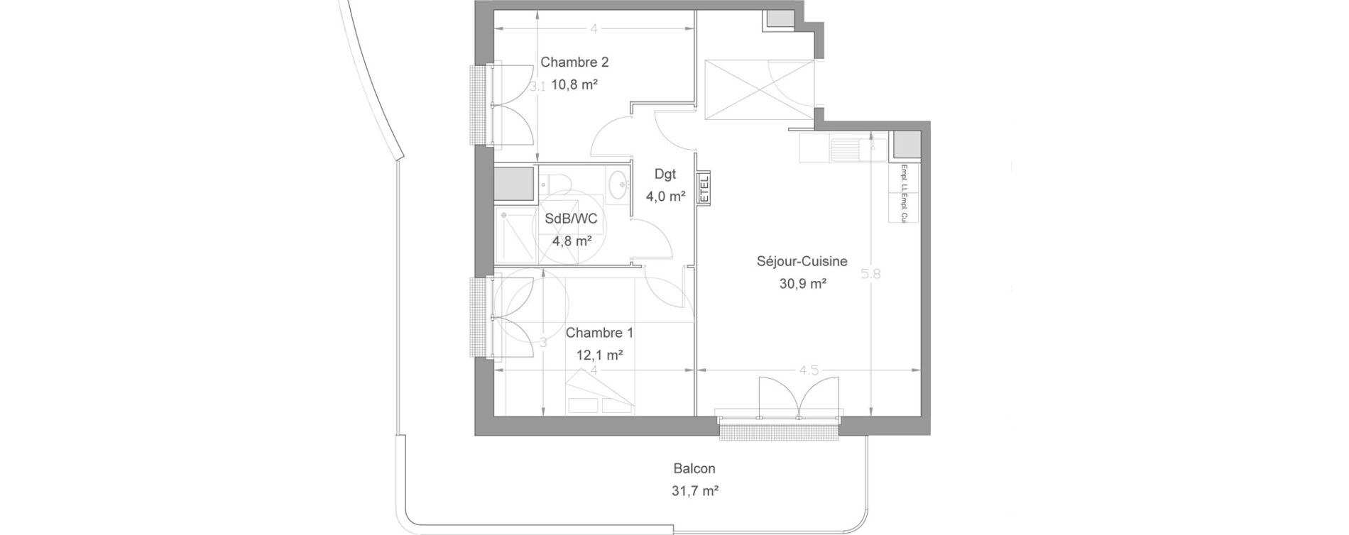Appartement T3 de 62,60 m2 &agrave; Lieusaint Centre-est