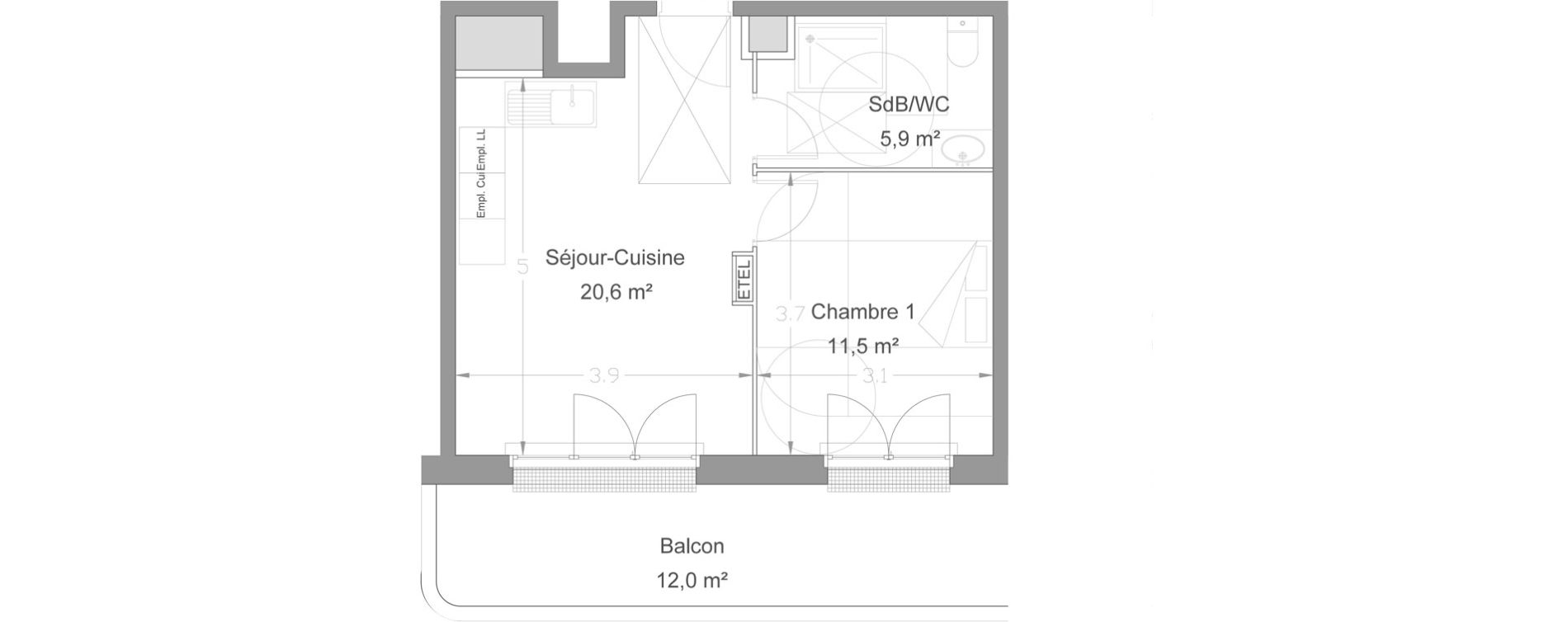 Appartement T2 de 38,00 m2 &agrave; Lieusaint Centre-est