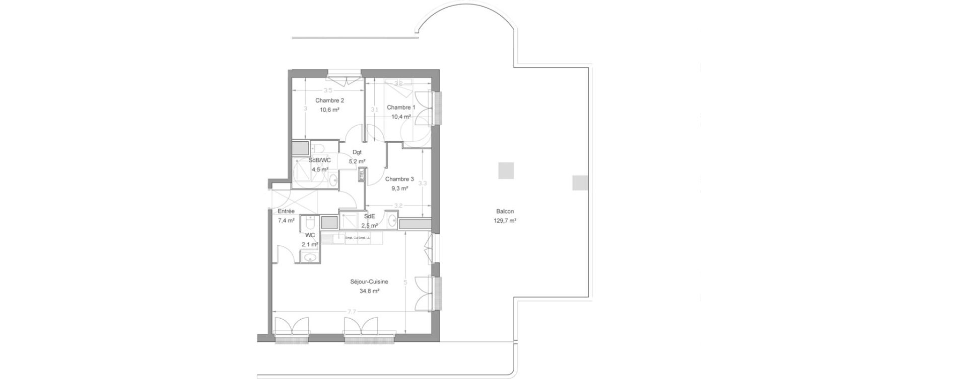 Appartement T4 de 86,80 m2 &agrave; Lieusaint Centre-est