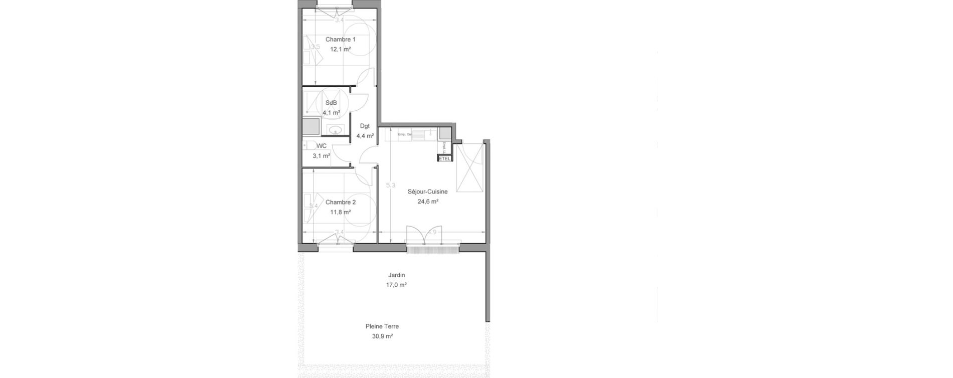 Appartement T3 de 60,10 m2 &agrave; Lieusaint Centre-est