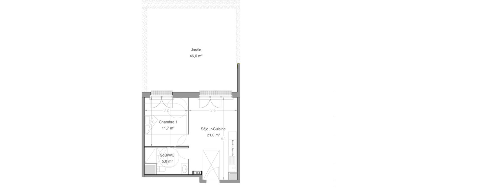 Appartement T2 de 38,50 m2 &agrave; Lieusaint Centre-est