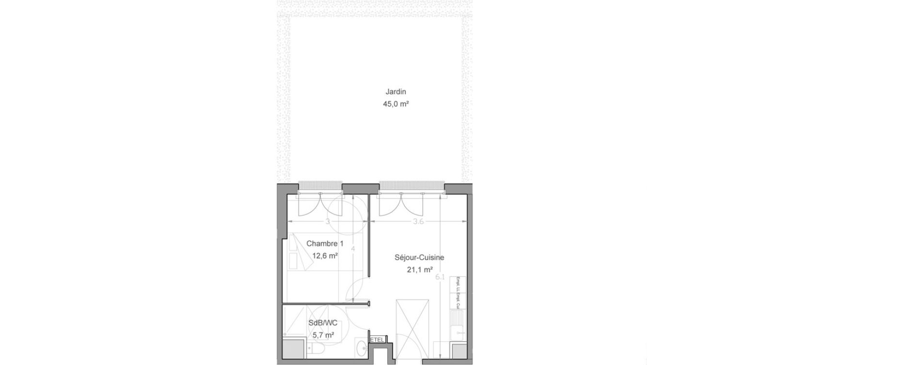 Appartement T2 de 39,40 m2 &agrave; Lieusaint Centre-est